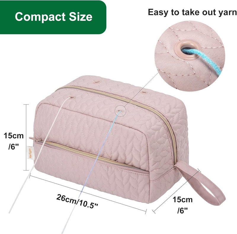 KarSyon Crochet Yarn Bag Knitting Bag Storage for Crocheting Accessories Crochet Hook Case Organizer Gift for Crochet Lovers (Pink), K3201 - Image 5